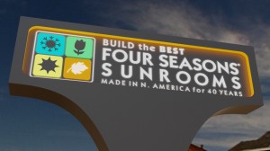 Monument sign for Four Seasons Sunrooms designed by Electremedia.
