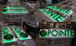Signs ready for The Pointe at The University of Illinois