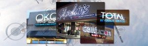 A collage of images of various Electremedia sign projects.