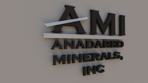 3D rendering of a wall sign for Anadarko Minerals.