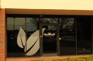 Electremedia provides vinyl graphics and window tinting for New Leaf Wellness.