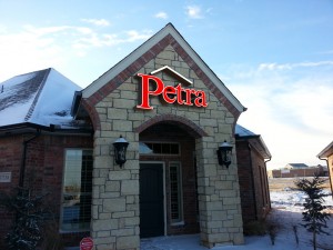 New channel letter LED illuminated sign for Petra Roofing, designed by Electremedia LLC.