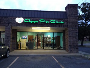 Nighttime picture of new wall sign by Electremedia.